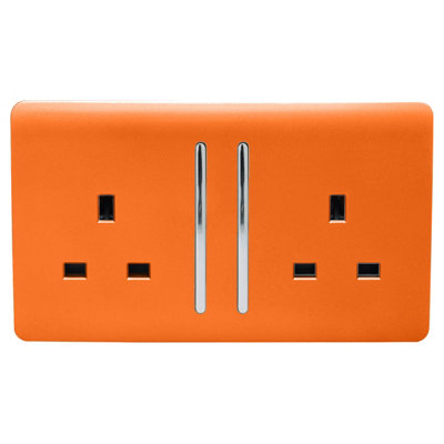 Trendi Switch Orange 2 Gang Long Switched Plug Socket In Sunset - Image 6