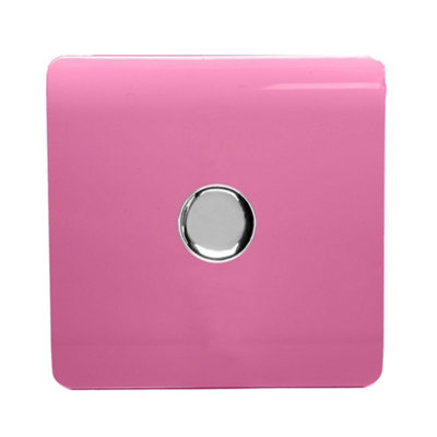 Trendiswitch Trendi Switch 1 Gang 1 Or 2 Way 150W Rotary Led Dimmer Light Switch In Pink Light/Pink
