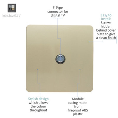 Trendi Switch 1 Gang Male F-Type Satellite Television Socket - Champagne Gold - Image 7