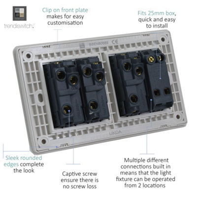 Gold/Light Generic Trendi Switch Champagne Gang Switch (3X 1 Or 2 Way & 1 X Intermediate), Art-Ss2229go Size 4 B&Q