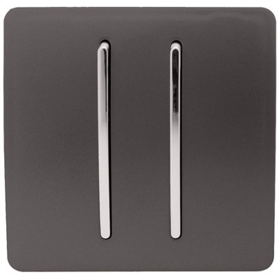 Trendi 2 Gang 2 Way 240V Screwless Raised Front Plate Plastic Artistic Modern Glossy 10 Amp Chrome Rocker Single Electrical Wall Light Switch Dark Mocha Brown - ART-SS4DB - Image 6