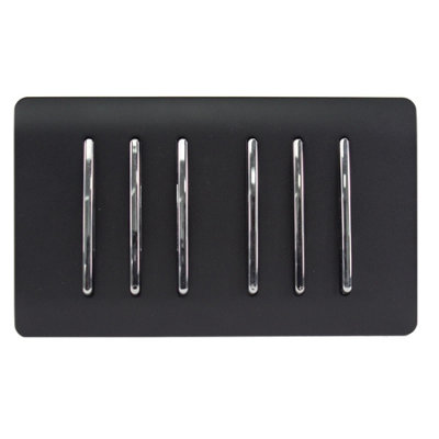 B&Q -  Trendi Artistic Modern Glossy 6 Gang 2 Way Rocker Double Plate Tactile Light Switch Matt Black - Image 6