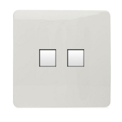 B&Q -  White 2 Gang Pc Ethernet