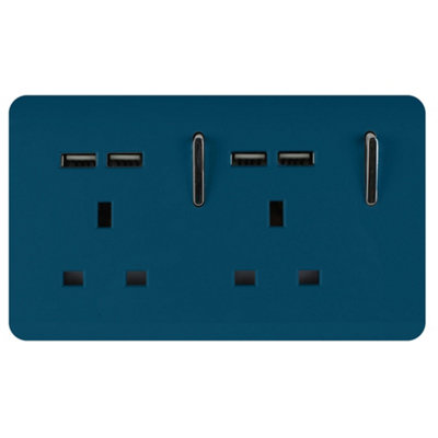 Trendi Switch Blue 2 Gang 4 Port Usb 2100Ma Plug Socket In Midnight - Image 5