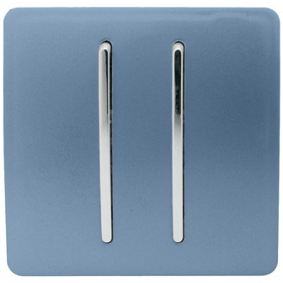 Trendiswitch Trendi 2 Gang 2 Way Artistic Modern Glossy 10 Amp Rocker Tactile Light Switch Sky from B&Q