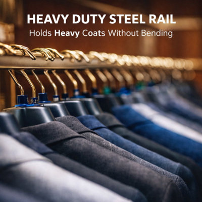 70cm Chrome Round Wardrobe Rail, Heavy Duty Steel Hanging Rail for ...