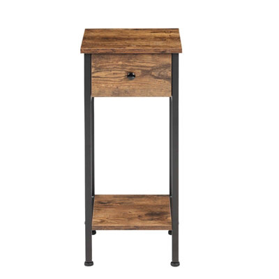 70cm H x 30cm W x 30cm D Side table Industrial End Table with Storage Shelf and Drawer