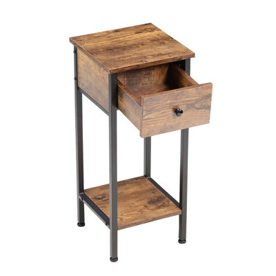 70cm H x 30cm W x 30cm D Side table Industrial End Table with Storage Shelf and Drawer