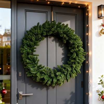 26 Inch Norfolk Pine Wreath Large Artificial Green Wreath For Front Door Walls Porches Farmhouse Holiday Decor Indoor Outdoor