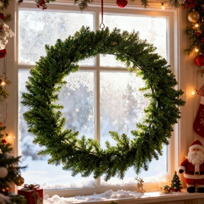 70CM LARGE CHRISTMAS WREATH FOR FRONT DOOR - BUSHY GREEN