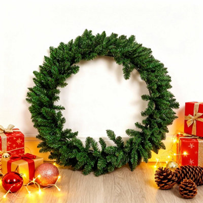 70CM LARGE CHRISTMAS WREATH FOR FRONT DOOR - BUSHY GREEN