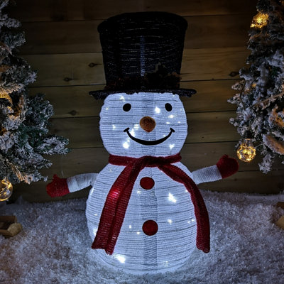 70cm Light up Collapsible Christmas Snowman Figure with 45 White LEDs