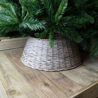 70CM X 28CM Willow Wicker Tree Skirt In Grey Wash Colour DIY at B Q