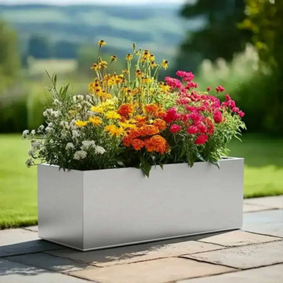 70cm Zinc Galvanised Silver Trough Planter | DIY at B&Q