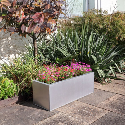 70cm Zinc Galvanised Silver Trough Planter