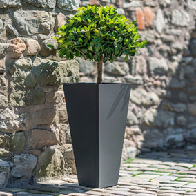 70cm Zinc Matte Grey Tall Flared Tapered Square Planter