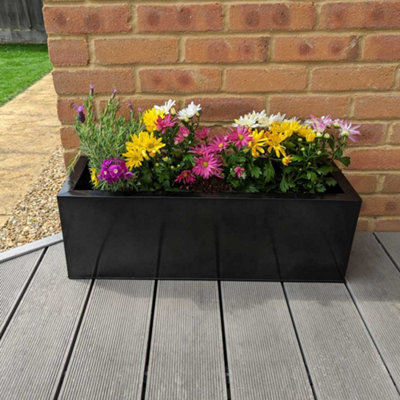 70cm Zinc Platinum Black Window Box Planter