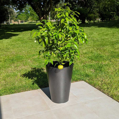 70cm Zinc Silver & Black Textured Cone Planter