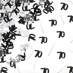 70th Birthday Confetti Black & Silver 1 pack x 14 grams birthday decoration Foil Metallic 1 pack