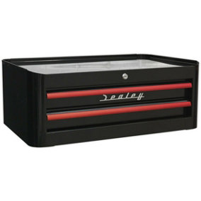 710 x 460 x 270mm RETRO BLACK 2 Drawer MID-BOX Tool Chest Lockable Storage Unit
