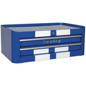 710 x 460 x 270mm RETRO BLUE 2 Drawer MID-BOX Tool Chest Lockable Storage Unit