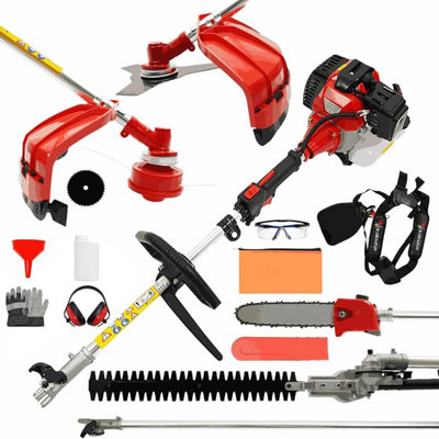 52 Cc 5 In 1 Multi Function Garden Tool Petrol Strimmer Hedge Cutter Chainsaw Trimmer Pruner & Extension Pole Recoil Start from B&Q