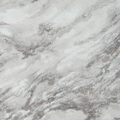 B&Q -  Sample Of Decadence Wallpaper In White And Grey With Silver Glitter