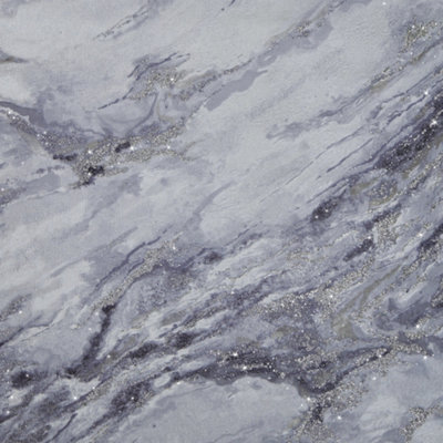 B&Q -  Sample Of Decadence Wallpaper In Light Grey And Blue Grey With Silver Glitter