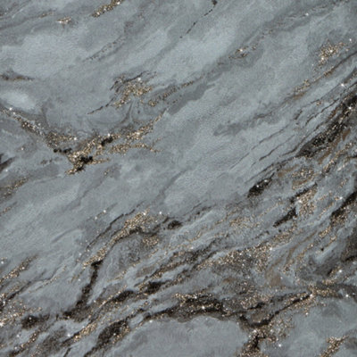 B&Q -  Sample Of Decadence Wallpaper In Grey And Charcoal With Gold Glitter