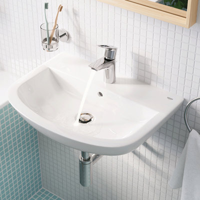 Image of a white wall-hung basin.