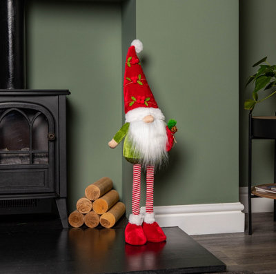 71cm Standing Christmas Gonk with Santa Hat and Extendable Legs in Reg and Green - 3
