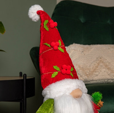 71cm Standing Christmas Gonk with Santa Hat and Extendable Legs in Reg and Green - 4