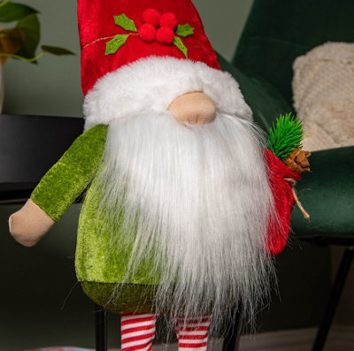 71cm Standing Christmas Gonk with Santa Hat and Extendable Legs in Reg and Green - 5
