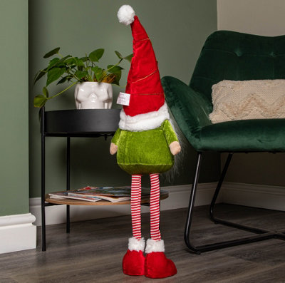 71cm Standing Christmas Gonk with Santa Hat and Extendable Legs in Reg and Green - 8