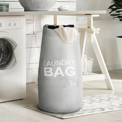 71L Grey Adjustable Straps Portable Drawstring closure Laundry Bag