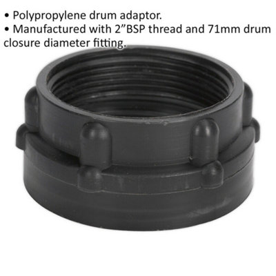 71mm DIN 71 Drum Adaptor - 2" BSP Thread - 71mm Drum Closure Diameter Fitting