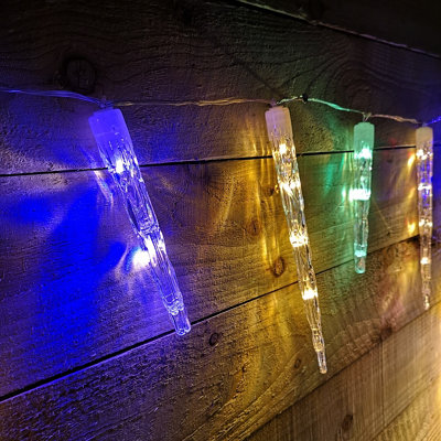 72 LED 4.6m Dual Colour Outdoor Christmas Icicle Lights in Warm White Multicolour DIY at B&Q