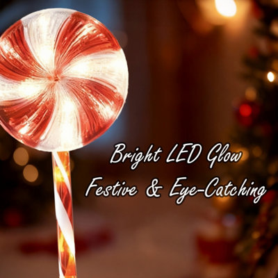 72 LED OUTDOOR RED LOLLIPOP CANDY CANE LIGHTS - PACK OF 2 (8 CANES ...