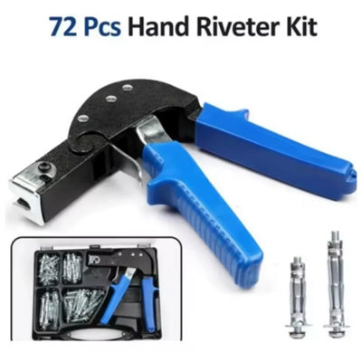 72 Pcs Heavy Duty Hand Riveter Set Drywall Fixing Tool Kit