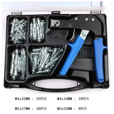 72 Pcs Heavy Duty Hand Riveter Set Drywall Fixing Tool Kit