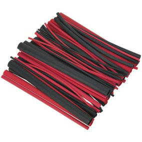72 Piece 200mm Heat Shrink Tubing Assortment - Dual Wall Adhesive - Red & Black
