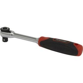 72-Tooth Compact Head Ratchet Wrench - 1/4" Sq Drive - Flip Reverse - Soft Grip