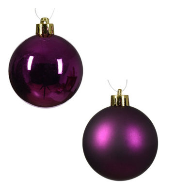 24 Mini Purple Christmas Tree Baubles Tree Decoration Ornament Glitter  Gloss 3cm