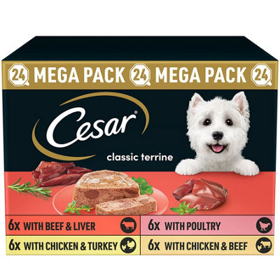 72 x 150g Cesar Classic Terrine Adult Dog Food Trays Mixed Selection