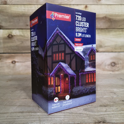 720 LED 9.3m Premier Christmas Outdoor Cluster Timer Lights in Rainbow - 6