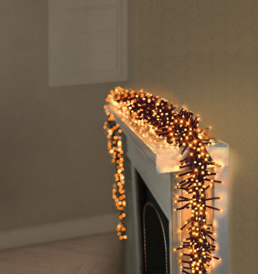 720 LED Christmas Cluster Lights Vintage Gold Multi Action Timer Lights ...