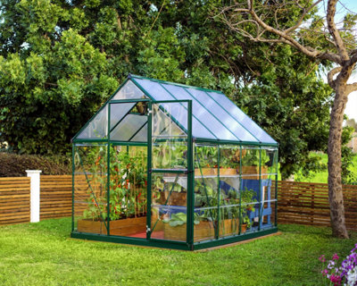 B&Q -  Canopia Hybrid  6X8 Polycarbonate GreenhouseGreen Structure