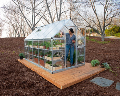 B&Q -  Canopia Hybrid  6X10 Polycarbonate GreenhouseSilver Structure