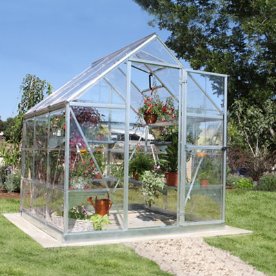 PalramCanopia Harmony 6X6 Ft Silver Aluminium Apex Greenhouse With Polycarbonate (Pc) Glazing from B&Q