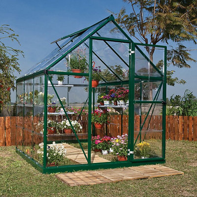 PalramCanopia Harmony 6X6 Ft Green Aluminium Apex Greenhouse With Polycarbonate (Pc) Glazing from B&Q